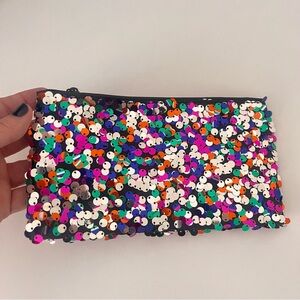 MAC Sequin Zip Pouch Clutch in Multicolor